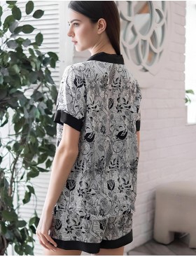 Шёлковый комплект с шортами Mia-Amore CHARLINE 4094, Цвет: черно-белый, Размеры: S, изображение 2