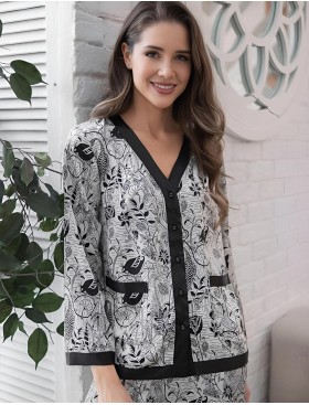 Комплект шелковый с брюками Mia-Amore CHARLINE 4096, Цвет: черно-белый, Размеры: S, изображение 4