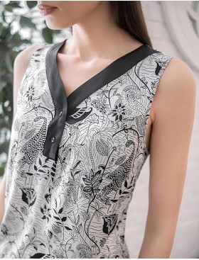 Шёлковая ночная сорочка Mia-Amore CHARLINE 4098, Цвет: черно-белый, Размеры: 3XL, изображение 4