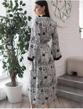 Длинный халат-кимоно Mia-Amore CHARLINE 4099, Цвет: черно-белый, Размеры: 2XL/3XL, изображение 2