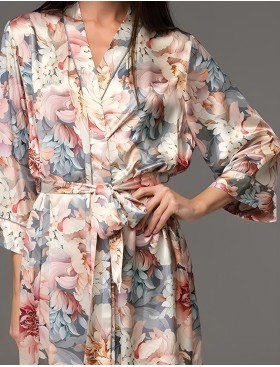 Длинный шёлковый халат Mia-Amore FLORIN 4489, Цвет: мультицвет, Размеры: 2XL/3XL, изображение 4