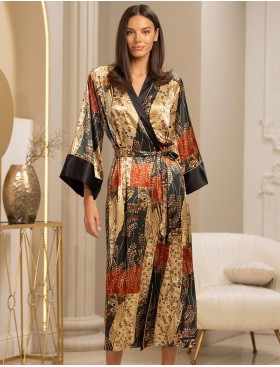 Длинный халат шёлковый Mia-Amore KLIMT 4429, Цвет: мультицвет, Размеры: 4XL/5XL