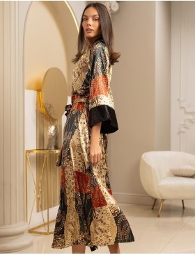 Длинный халат шёлковый Mia-Amore KLIMT 4429, Цвет: мультицвет, Размеры: 4XL/5XL, изображение 2