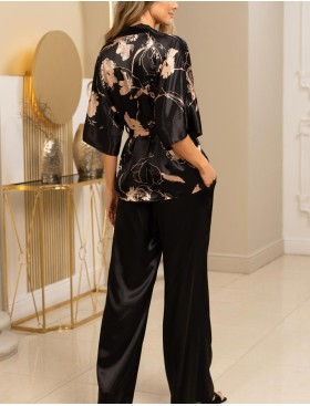 Шелковая пижама тройка Mia-Amore LEILA 4475, Цвет: черный, Размеры: 4XL, изображение 3