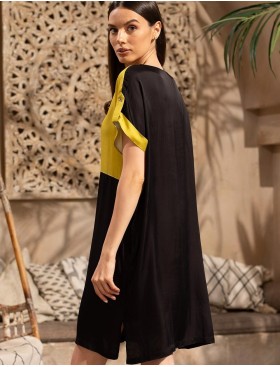 Туника из шёлка с вискозой Mia-Amore ORCHIDS 4197, Цвет: черный+желтый, Размеры: 2XL/3XL, изображение 2