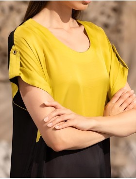 Туника из шёлка с вискозой Mia-Amore ORCHIDS 4197, Цвет: черный+желтый, Размеры: 2XL/3XL, изображение 4