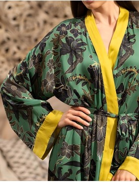 Длинный шёлковый халат Mia-Amore ORCHIDS 4199, Цвет: мультиколор, Размеры: S/M, изображение 3