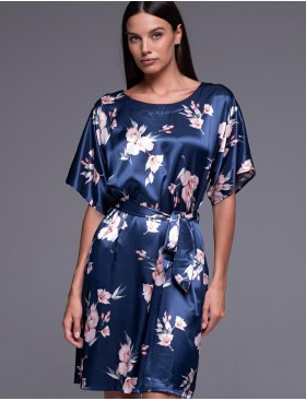 Атласная туника с поясом Mia-Amore VIOLA 7487, Цвет: синий, Размеры: 4XL/5XL