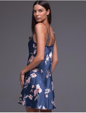 Атласная сорочка с цветами Mia-Amore VIOLA 7501, Цвет: синий, Размеры: 3XL, изображение 2