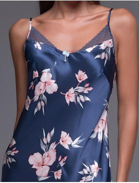 Атласная сорочка с цветами Mia-Amore VIOLA 7501, Цвет: синий, Размеры: 3XL, изображение 4