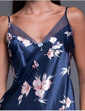 Атласная пижама топ и шорты Mia-Amore VIOLA 7502, Цвет: синий, Размеры: 3XL, изображение 4