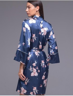 Атласный запашной халат Mia-Amore VIOLA 7503, Цвет: синий, Размеры: 2XL/3XL, изображение 2