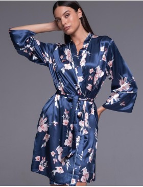 Атласный запашной халат Mia-Amore VIOLA 7503, Цвет: синий, Размеры: 2XL/3XL, изображение 3