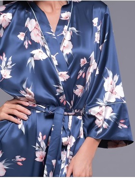 Атласный запашной халат Mia-Amore VIOLA 7503, Цвет: синий, Размеры: 2XL/3XL, изображение 4