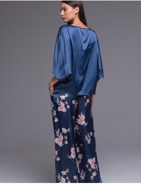 Атласная пижама блуза и брюки Mia-Amore VIOLA 7504, Цвет: синий, Размеры: M, изображение 2