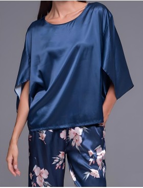 Атласная пижама блуза и брюки Mia-Amore VIOLA 7504, Цвет: синий, Размеры: M, изображение 4
