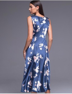 Длинная атласная сорочка Mia-Amore VIOLA 7508, Цвет: синий, Размеры: 3XL, изображение 2