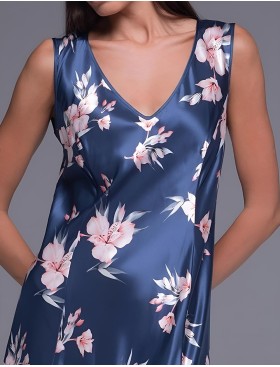 Длинная атласная сорочка Mia-Amore VIOLA 7508, Цвет: синий, Размеры: 3XL, изображение 4