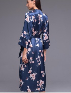 Длинный атласный халат Mia-Amore VIOLA 7509, Цвет: синий, Размеры: 4XL/5XL, изображение 2