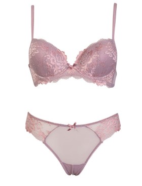 Комплект Sielei FLOWER LACE 76327 балконет + бразилиана malva, Цвет: malva (лиловый), Размеры: 80B, изображение 2