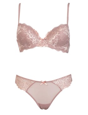 Комплект Sielei FLOWER LACE 76327 балконет + бразилиана tortora, Цвет: tortora (кофе), Размеры: 80B, изображение 2