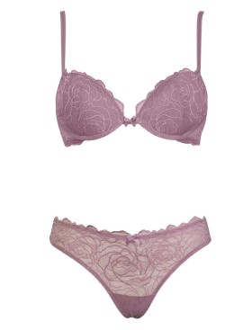 Комплект Sielei ROSES LACE 76243 пуш-ап + стринги malva, Цвет: malva (лиловый), Размеры: 70B, изображение 2