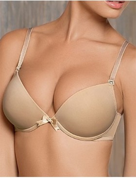 Гладкий бюстгальтер с гелевым пуш-ап Amelie MICROLACE 8028 бежевый, Цвет: бежевый, Размеры: 70C