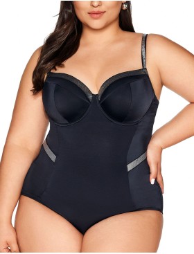 Черный купальник с серебристым декором Ava SKJ63 black, Цвет: черный, Размеры: 65H