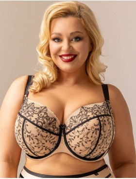 Бюстгальтер мягкий с подкроем Kris Line ORIENTAL soft full cup, Цвет: бежевый+черный, Размеры: 100D, изображение 3