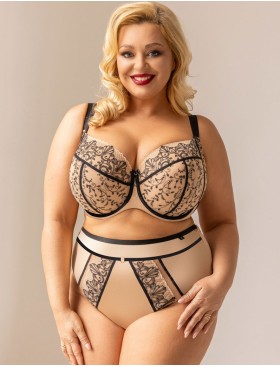 Бюстгальтер мягкий с подкроем Kris Line ORIENTAL soft full cup, Цвет: бежевый+черный, Размеры: 100D, изображение 4