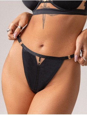 Трусики с узким боком Kris Line SIMPLE stringshorts bikini, Цвет: черный, Размеры: M