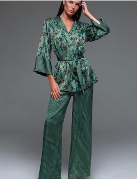 Шёлковая пижама с брюками Mia-Amore AMINA 4106, Цвет: изумрудный, Размеры: S, изображение 2