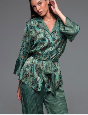 Шёлковая пижама с брюками Mia-Amore AMINA 4106, Цвет: изумрудный, Размеры: S, изображение 4
