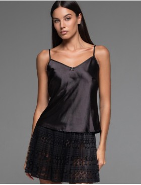 Атласная пижама из топа и шорт Mia-Amore EMMA 7472, Цвет: черный, Размеры: 2XL