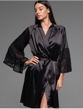 Халат с кружевным рукавом Mia-Amore EMMA 7473, Цвет: черный, Размеры: 2XL