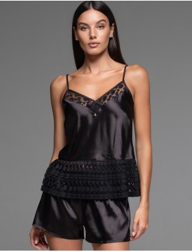 Атласный комплект с шортами Mia-Amore EMMA 7474, Цвет: черный, Размеры: L