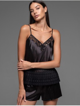 Атласный комплект с шортами Mia-Amore EMMA 7474, Цвет: черный, Размеры: L, изображение 3