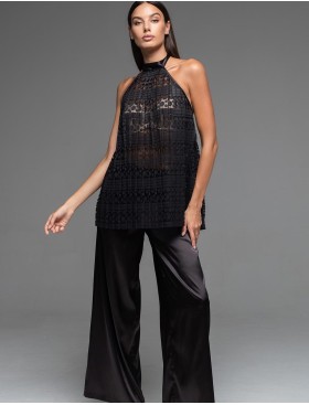 Комплект кружевной топ с брюками Mia-Amore EMMA 7476, Цвет: черный, Размеры: L