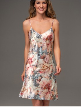 Короткая шёлковая сорочка Mia-Amore FLORIN 4480, Цвет: мультицвет, Размеры: 4XL