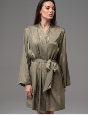 Короткий запашной халат Mia-Amore GENEVIEVA 7563 оливковый, Цвет: оливковый, Размеры: 2XL/3XL, изображение 3