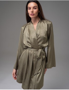 Короткий запашной халат Mia-Amore GENEVIEVA 7563 оливковый, Цвет: оливковый, Размеры: 2XL/3XL, изображение 4