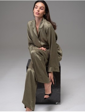 Пижама из жаккардового атласа Mia-Amore GENEVIEVA 7566 оливковый, Цвет: оливковый, Размеры: 2XL, изображение 4