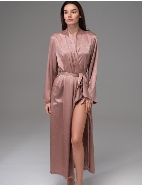 Длинный запашной халат Mia-Amore GENEVIEVA 7569 какао, Цвет: какао, Размеры: 4XL/5XL, изображение 4