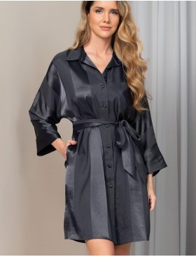 Рубашка халат из атласа Mia-Amore ILONA 7547 графит, Цвет: графит, Размеры: S/M