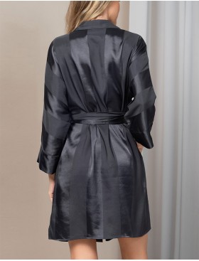 Рубашка халат из атласа Mia-Amore ILONA 7547 графит, Цвет: графит, Размеры: S/M, изображение 2