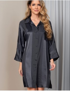 Рубашка халат из атласа Mia-Amore ILONA 7547 графит, Цвет: графит, Размеры: S/M, изображение 3