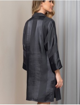 Рубашка халат из атласа Mia-Amore ILONA 7547 графит, Цвет: графит, Размеры: S/M, изображение 4