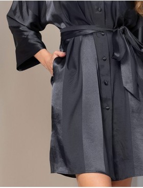 Рубашка халат из атласа Mia-Amore ILONA 7547 графит, Цвет: графит, Размеры: S/M, изображение 5