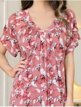 Длинная трикотажная сорочка Mia-Amore JODIE 5058, Цвет: моккачино, Размеры: 4XL, изображение 4