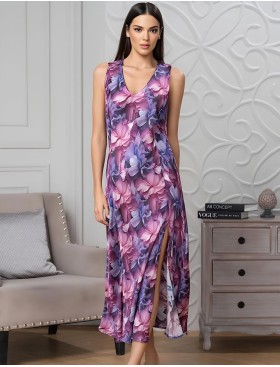 Длинная шёлковая сорочка Mia-Amore KAMEYA 4454, Цвет: сливовый, Размеры: 4XL, изображение 3